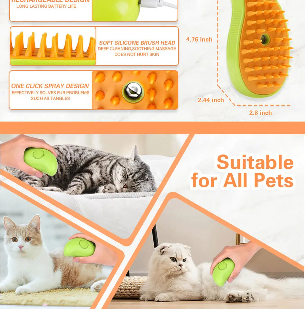 Ultimate Cat Steam Brush: All-in-One Grooming & Massage Tool for Healthy, Tangle-Free Coats